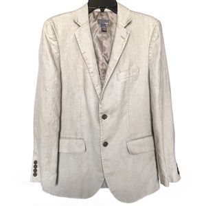 H&M Men's Linen Blazer, Lightweight Beige Jacket, 38R